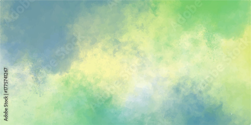 Fiery abstract watercolor with orange, red, and yellow tones suggesting smoke and flame texture on vintage paper. Light green concrete stone wall rough grungy background. Abstract bright shinny sky