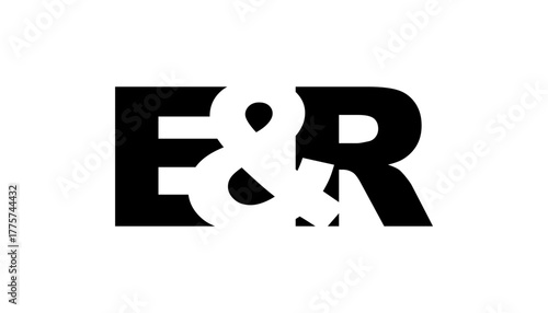 ER logo design in bold style. Black white identity symbol. Modern typography emblem. Corporate branding icon.