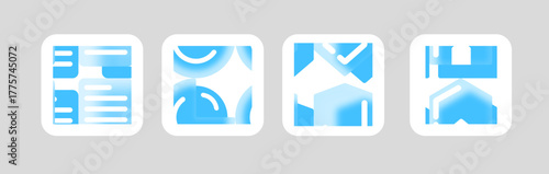 Glassmorphism UI Icon Set Modern Blue Gradient Interface Symbols