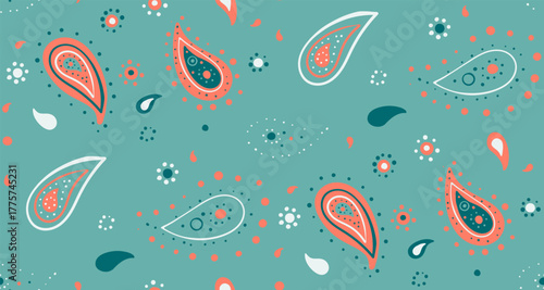 Horizontal rich, geometry color. Henna pastel, wedding ethereal. Classic damask in tradition orient.