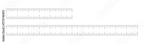 Measuring chart, ruler scale with 6 inch and 12 inches. Length measurement distance, height, math. Template of sewing tool.