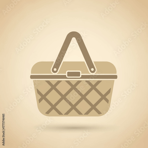 A simple picnic basket illustration with a handle and crosshatch pattern.