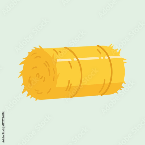 A yellow hay bale is secured with two bands in a simple illustration.