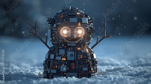 Wallpaper Mural Circuit Board Snowman
A snowman built from motherboard parts and glowing circuits, smiling with LED eyes — playful and geeky. Torontodigital.ca