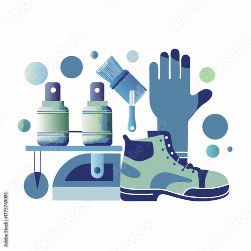 Tools for shoe customization. Flat image isolated on white background. Vector illustration.
