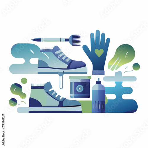 Tools for shoe customization. Flat image isolated on white background. Vector illustration.
