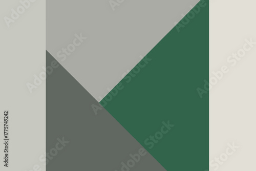Minimalist Geometric Design. Minimalist geometric composition of gray and green overlapping shapes, sharp and clean vector