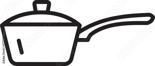 Black outline icon of a cooking pot with a lid and handle kitchen utensil