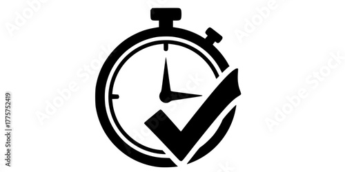 Productivity Stopwatch Checkmark Simple Flat Vector Icon