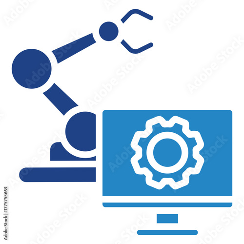 Control Center Icon, Dual Tone Mini Illustration Relate To Industry 4-0, Modern Industry. Use For Modern Concept, Ui, Ux Web And App Development.