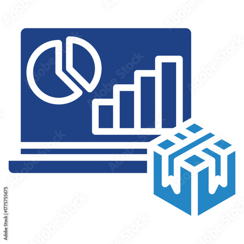 Data Visualization Icon, Dual Tone Mini Illustration Relate To Industry 4-0, Modern Industry. Use For Modern Concept, Ui, Ux Web And App Development.