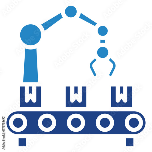 Factory Robot Icon, Dual Tone Mini Illustration Relate To Industry 4-0, Modern Industry. Use For Modern Concept, Ui, Ux Web And App Development.