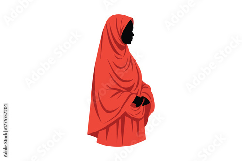 Silhouette of a person in a flowing red hooded robe