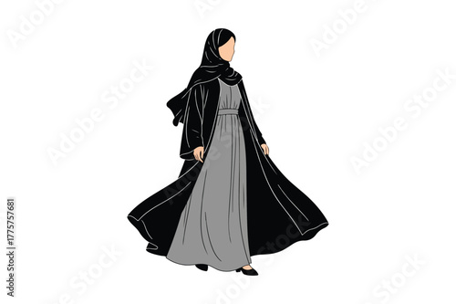 Fashionable woman in elegant abaya and hijab