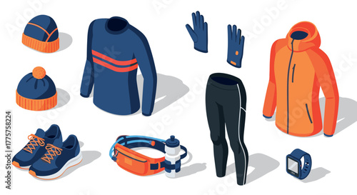 Stylish athletic apparel set with accessories for outdoor winter running