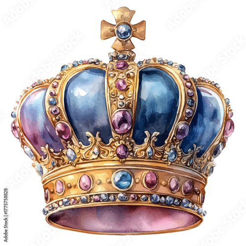State Crown, watercolor illustration vector, isolated on a white background.