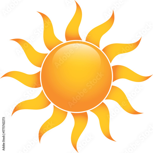 Cloudy day with abstract sun weather icon – partly cloudy vector illustration isolated on white background for web, app, and UI design