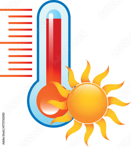 Hot Day Weather Icon – Isolated on White Background, Vector Illustration for Web, App, and UI Design, Fully Editable and Color Customizable