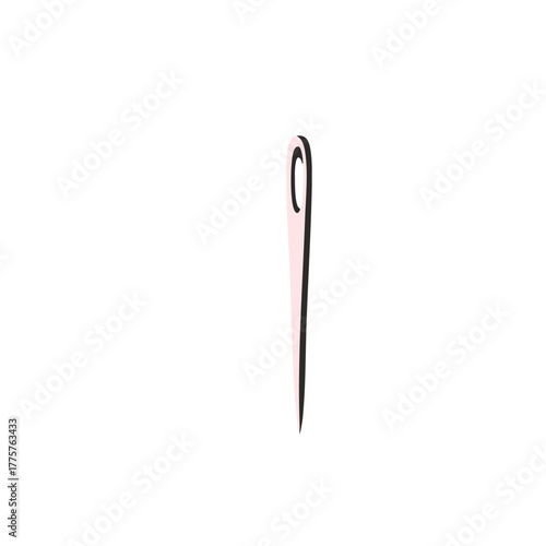 Sewing needle vector illustration with eye for thread and sharp point detailed close-up design 