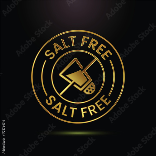 Salt Free Golden Icon Design for Healthy Diet Food Product Label