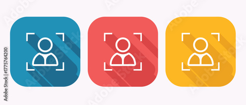 Cuadro en lienzo User Identification Icon Set with Long Shadow, Blue Red Yellow