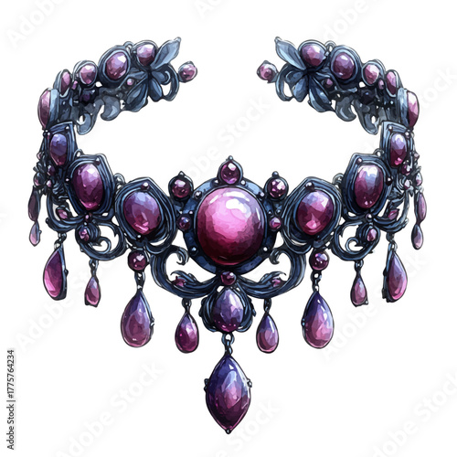 Sorceress Choker, watercolor illustration vector, isolated on a white background.