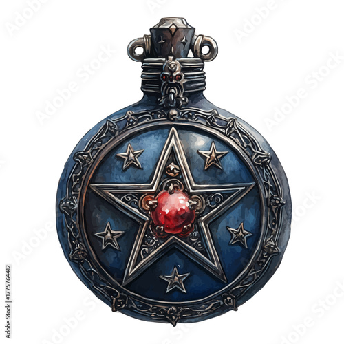 Sorcereras Amulet, watercolor illustration vector, isolated on a white background.