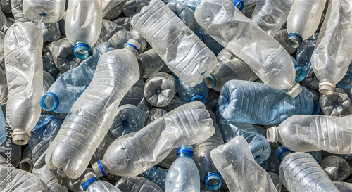 A pile of discarded plastic water bottles, environmental concept