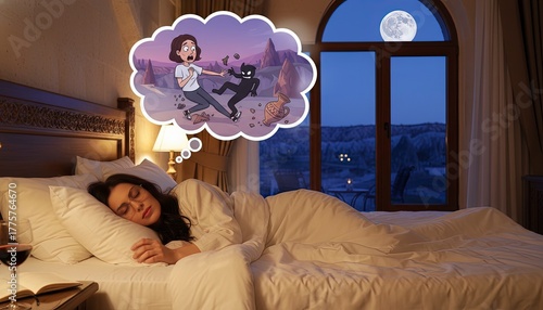 The woman sleeps and has nightmares