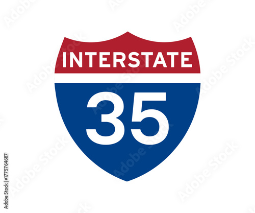 Interstate highway 35 road sign icon. Intrastate american road sign vector design and illustration.

