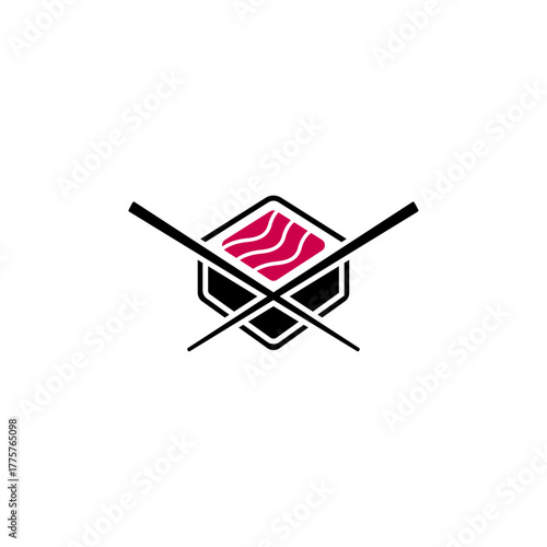 simple sushi and chopstick logo design vector with flat style