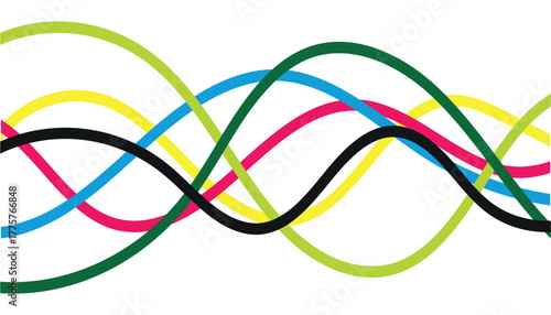 Harmonic Tangle of Multicolor Sine Waves