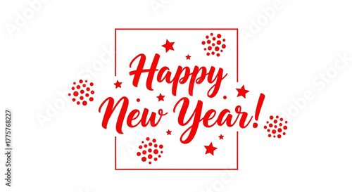 Happy New Year Text With Festive Decorations.