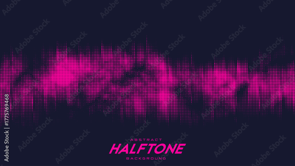Fototapeta premium Abstract vector torn red halftone sound wave. Scrathed dotted texture element.