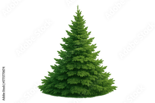 Fototapeta Naklejka Na Ścianę i Meble -  Fir tree displaying green needles with a conical shape, creating a festive holiday symbol on transparent background
