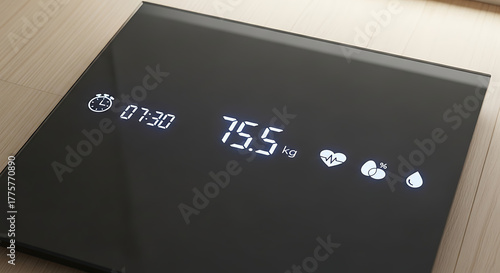 vector digital balance scale with icons of time and health