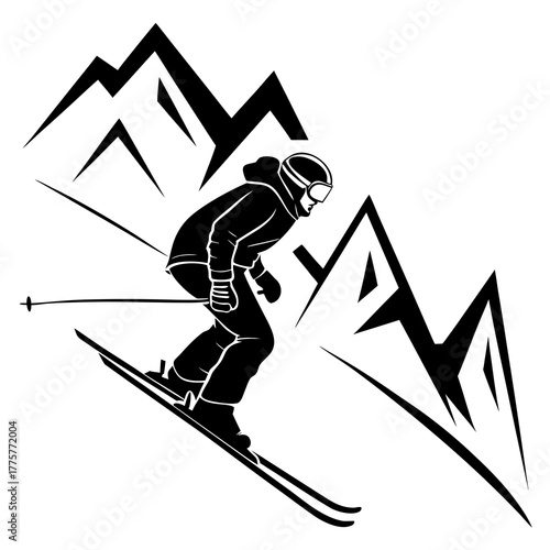 skiing in the mountains