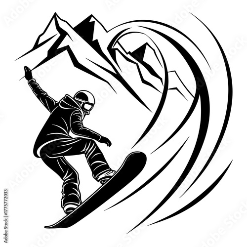 snowboarder jumping vector