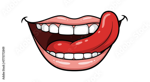 Cheeky Mouth: A close-up view of a mouth sticks its tongue out, exuding playfulness, and conveying a sense of humor and lightheartedness.