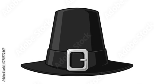 Pilgrim Hat Silhouette: An iconic black pilgrim hat, symbolizing history and tradition, sits in stark contrast, embodying the spirit of a bygone era.