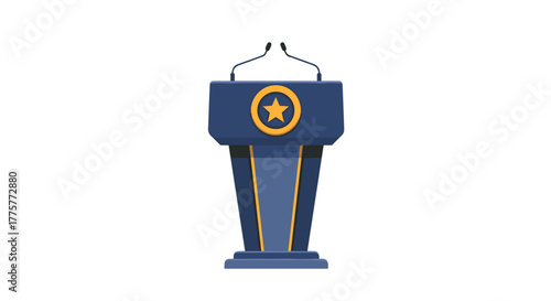 Symbol of Discourse: A well-crafted podium, ready to amplify the voices of leaders, speakers, and visionaries, set against a backdrop of possibility.
