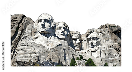 Mount Rushmore National Memorial: Iconic monument features the sculpted faces of four US presidents, carved into the granite of the Black Hills, a symbol of American history and legacy.