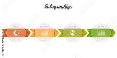 Infographic design template. Progress bar with translucent elements. Vector infographic illustration can be used for chart, diagram, web design, presentation, workflow layout