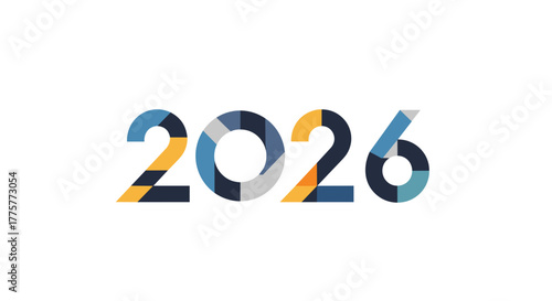 Year 2026: An abstract presentation of the year 2026, composed with modern design and vibrant hues, signifying a fresh perspective for the coming years. 