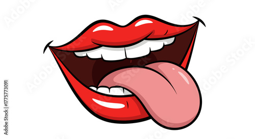 Playful Expression: A vibrant illustration showcases a pair of expressive lips, showcasing a tongue, creating a lighthearted and fun image.