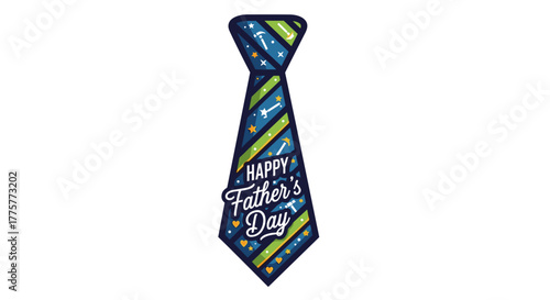 Father's Day Tie: A festive necktie illustration, perfect for celebrating Father's Day, adorned with a playful message and vibrant colors.