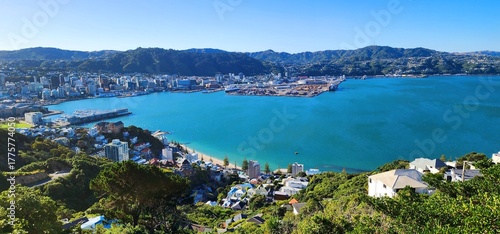 Schilderij op canvas Wellington, New Zealand - 28 January 2025: Panoramic Daytime View of Wellington Harbour and City Skyline