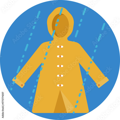 Icon of a waterproof raincoat designed to protect against rain during autumn weather.