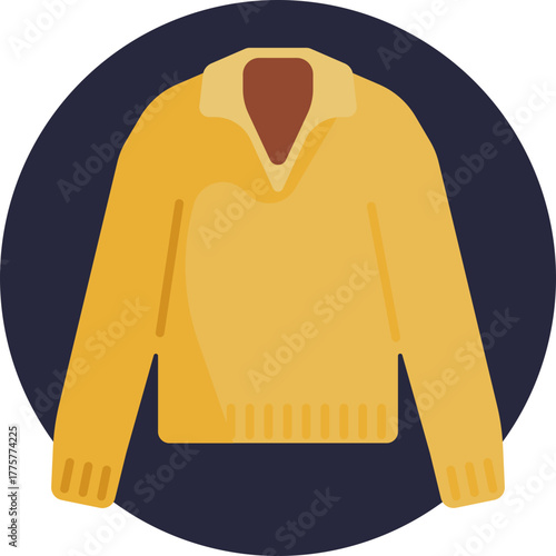 Icon of a cozy knitted sweater, symbolizing warmth and comfort during chilly autumn days.