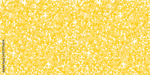 Seamless yellow glitter texture with shiny sparkles creating a festive and bright background. Perfect for holiday wrapping, celebration themes, invitations, or glamorous design projects.
